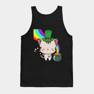 Funny Tabby Cat celebrates st patrick's day Tank Top